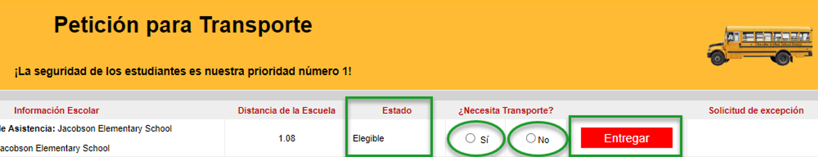 Peticion para transporte